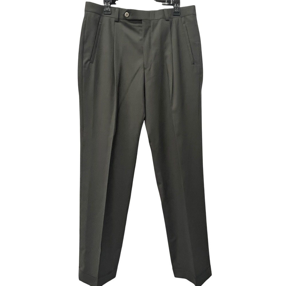 Wilke-Rodriguez‎ Men 40L/34 Olive Green Wool 3 Button Suit Pleated Pants Cuff - Picture 3 of 16